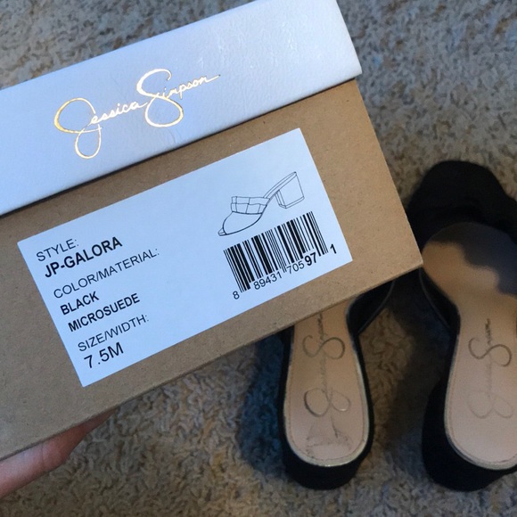 Black Block Heel Mules with Ruffle Front - Picture 4 of 4